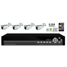 6000TVL 4CH channel CCTV DVR Kit Inc. H.264 Network DVR with Mobile Viewing and Waterproof IR 20M Bullet Bracket Cameras with 2.8-12mm Lens and 500GB Hard Drive